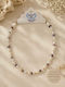 Deka Handmade Necklace Natural Seashell Stones Metal Chain 50 Cm Purple