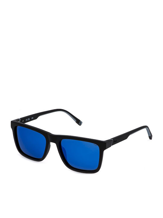 FILA Unisex Sunglasses with Black Frame and Black Polarized Mirror Lens