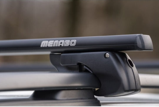 Menabo Menabo Aluminum Roof Bars Sherman Black 120 Cm Black Color Peugeot 2008 5 Doors 2013>2020 Raised Rails Parallel Bars Vacuum 2 Pieces 12280/mb Mp.12280/mb-217