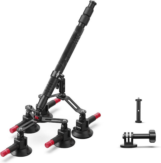 Neewer Suport Auto 5 în 1 cu Ventuză Compatibil cu Insta360 X5 X4 X3 X2 GoPro Max DJI Osmo 360 Braț Extensibil 40–99 Cm Articulație 360° Eliberare Rapidă Montare pe Parbriz și Caroserie Vlogging Filmare