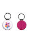 Leather Round Keychain Kpop Demon Hunters Glitter Fuchsia