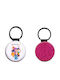 Leather Round Keychain Kpop Demon Hunters Glitter Fuchsia