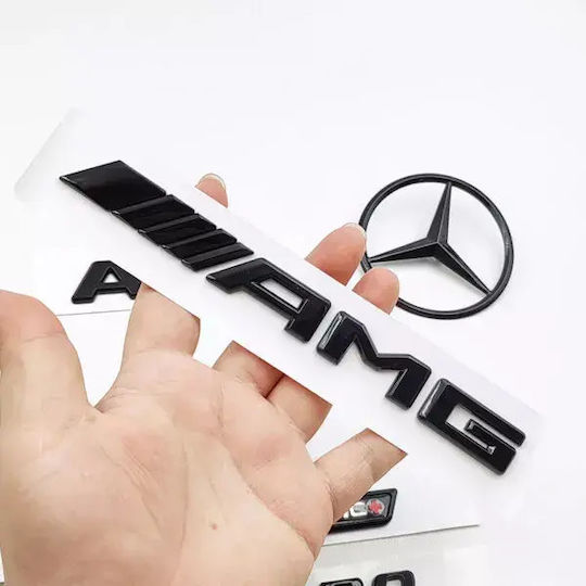 Autoaufkleber Wappenabzeichen Amg Metallisch 20cm x 2cm 1 Stück Schwarz