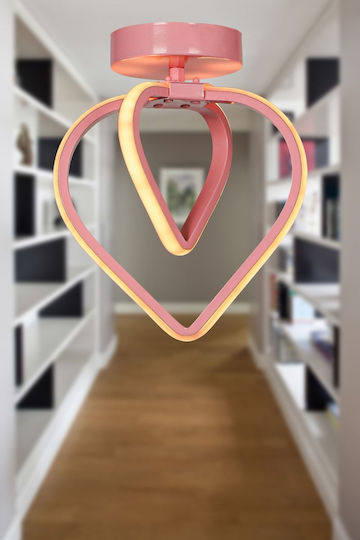 SteweHome Plafonieră de Tavan 22cm Roz cu LED Integrat și Telecomandă