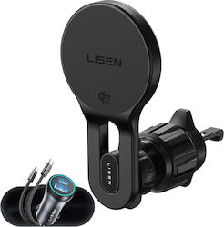 Lisen Mobile Phone Mount with 25W Wireless Charging Black Lisen Mobile Phone Mount with 25W Wireless Charging Black