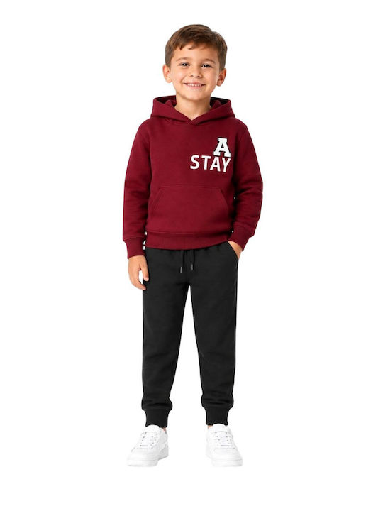 Set Trening Pentru Copii Cu Bluză Burgundy-Negru