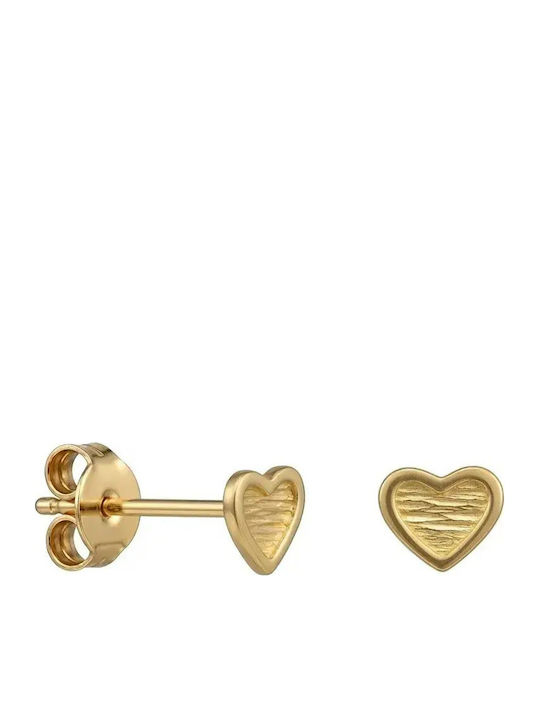 Детски Обици Studs Сърце от Злато 9K