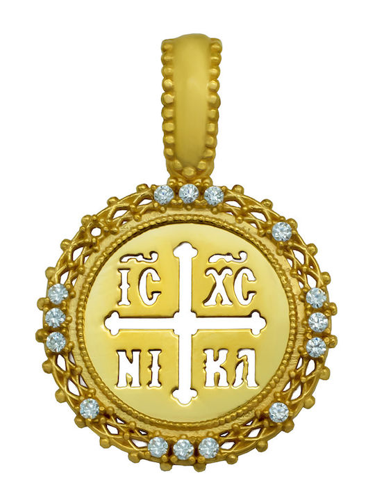 Savvas Design Hängender Talisman mit Steinen aus 9K Gold mit Zirkon