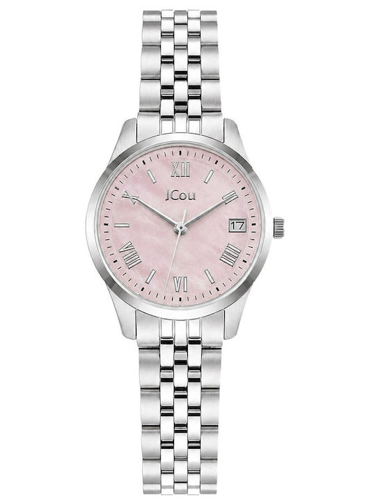 Jcou Дамски Часовник 30mm Кварцов със Сребриста Метална Верижка