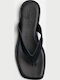 Leder Flache Sandalen für Damen Schwarz