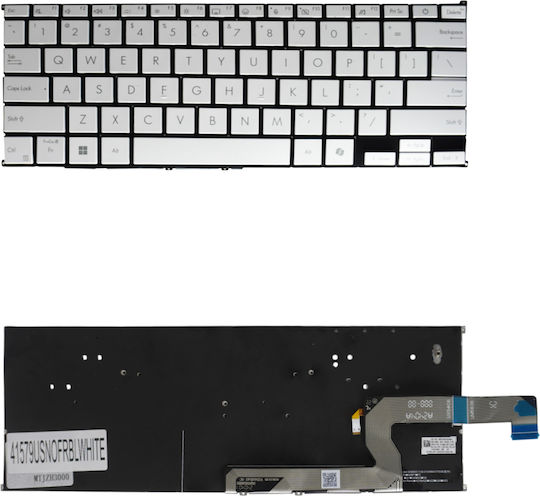 Laptop Keyboard Asus Zenbook S16 Ux5606 Ux5606sa Um5606 Um5606wa Um5606ga Um5606ka US No Frame Backlit White Code 41579usnofrblwhite