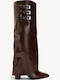 Brown Boots Triple Decorative Buckle