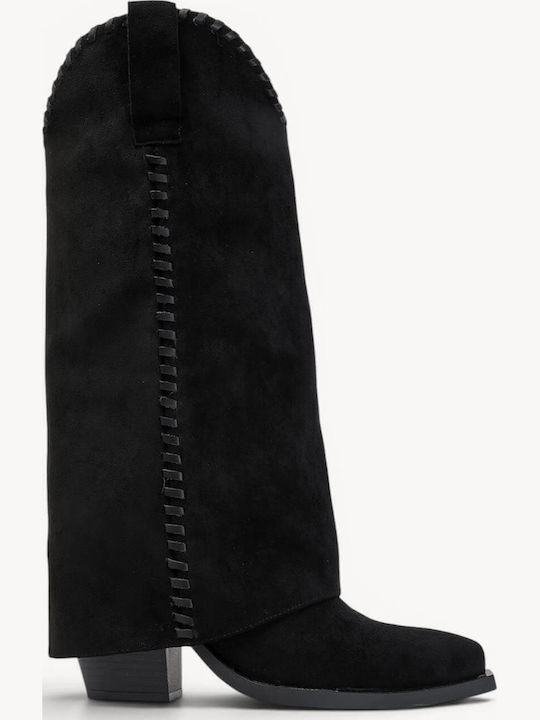 Black Western Boots Decorative Stitching