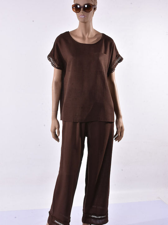 Raiden Damen Leinenhose Braun
