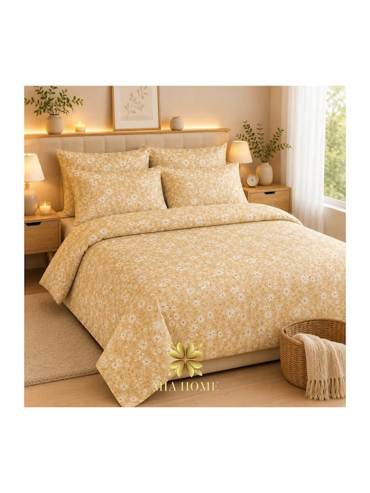 Cearceaf De Pat Matrimonial Cu Hugger Din Cauciuc 160x200+32cm Galben