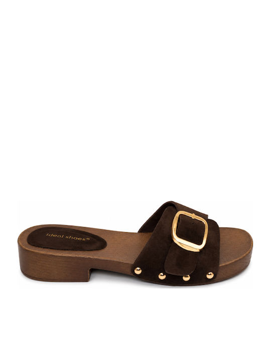 Flat Mules σε Καφέ Χρώμα
