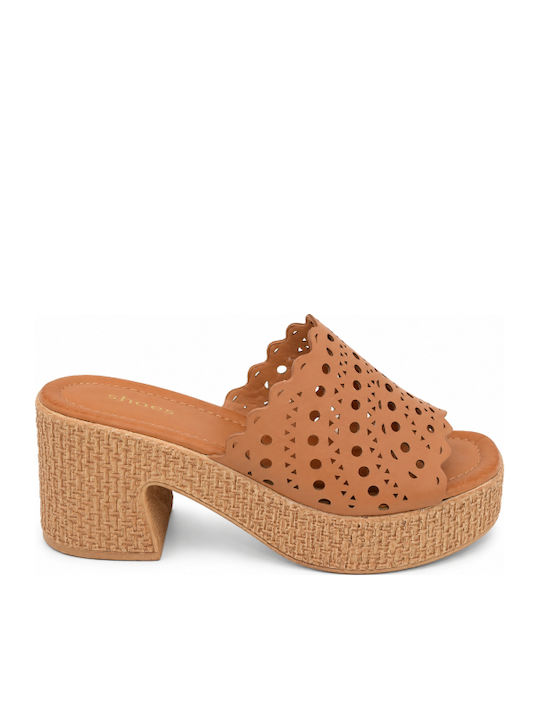 Mules With High Heel In Beige Colour SI-2291-26FL-BEIGE
