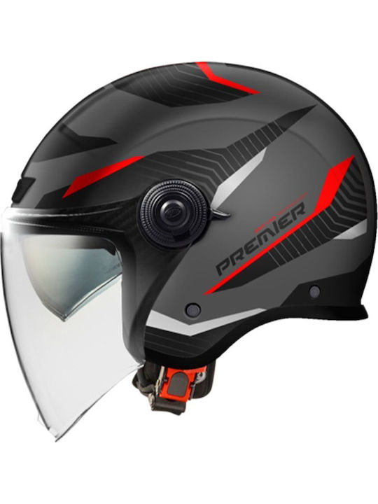 Premier CITY FLY EVO Schwarz/Grau/Rot Motorradh...