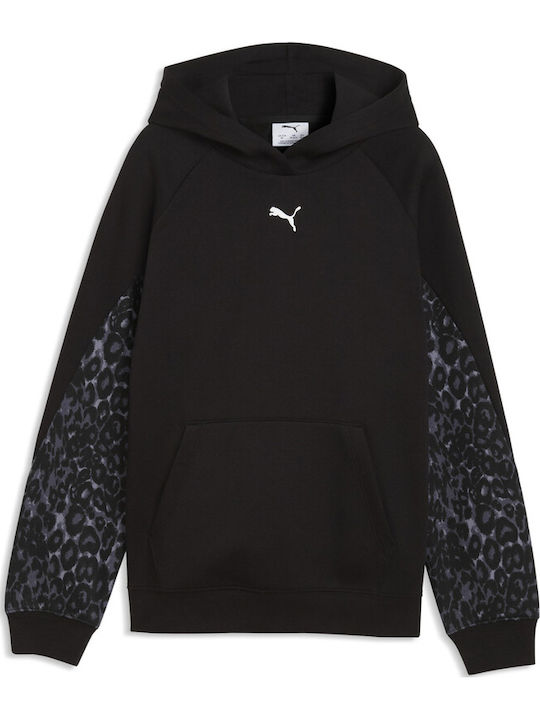 PUMA Детски суичър с качулка Черен Hoodie Fl