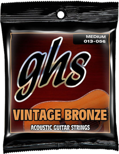 GHS Strings Vintage Bronze Set of Bronze Acoustic Guitar Strings 13 - 56" Medium