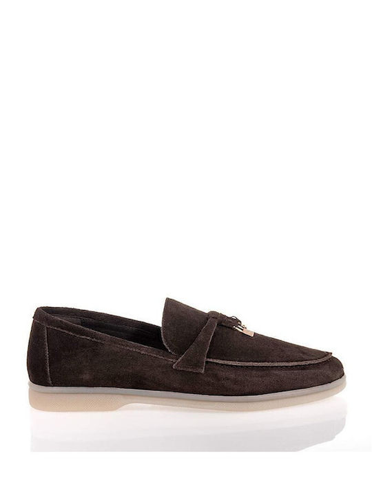 Leather Women's Loafers in Brown Colour E500-BROWN