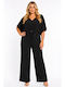Women’s Short Sleeve One-piece Jumpsuit Black SH-47380-26TS-BLACK