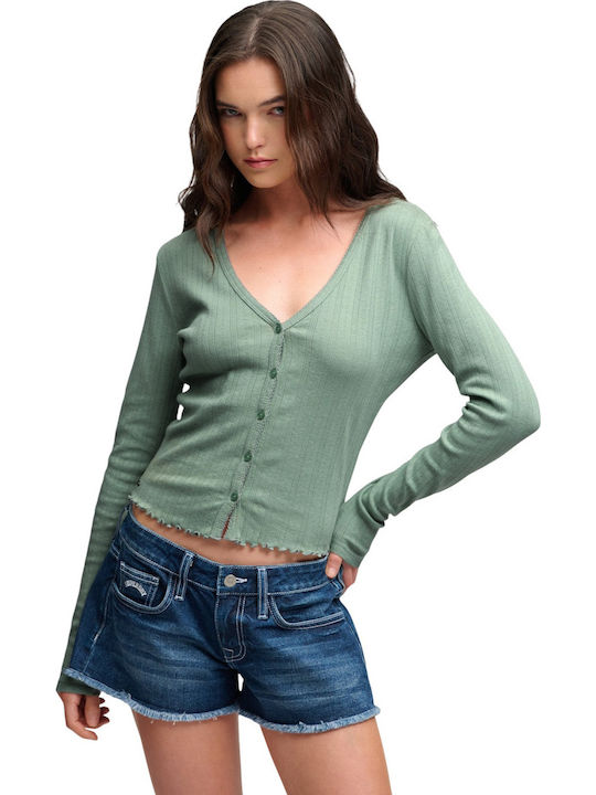 Superdry Γυναικεία Πλεκτή Ζακέτα Green