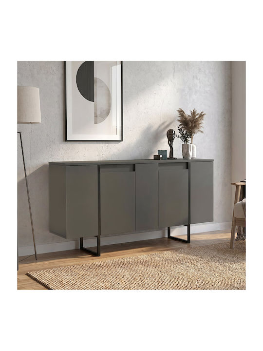 Bufet Orontes din Lemn și Metal Antracit 160x35.2x80cm