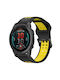 Garmin Instinct Crossover Solar Two-Tone Reverse Buckle 22mm Watch Strap Silicone Black+Yellow