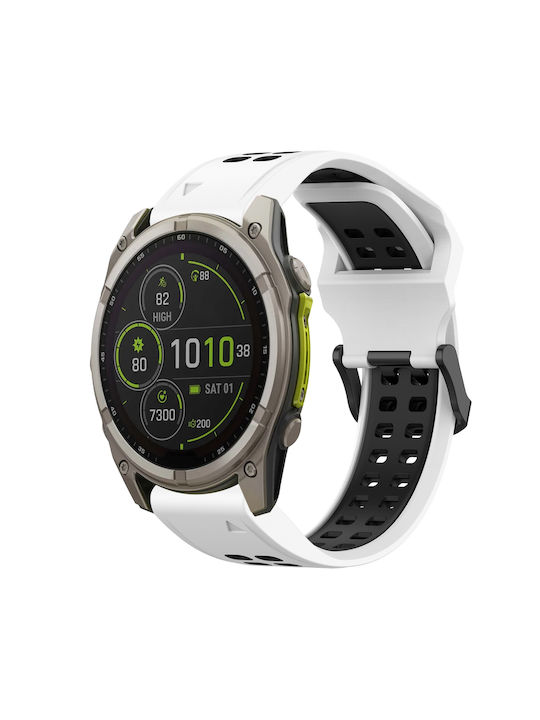 Garmin Instinct Crossover Two-Tone Reverse Buckle 22mm Watch Strap Silicone White + Black