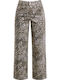 Celestino Γυναικείο Τζιν Wide-leg Λεοπάρ Loose Fit Καφέ