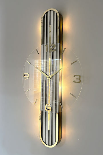 SteweHome Тих Стенен Часовник Дигитален Огледало Прозрачен 60x33cm