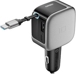 Cuktech Încărcător Auto cu Porturi 1xUSB-A 1xType-C și Cablu Type-C