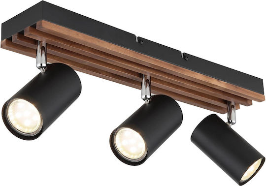 Globo Lighting Kayden Τριπλό Σποτ με Ντουί GU10 σε Μαύρο Χρώμα