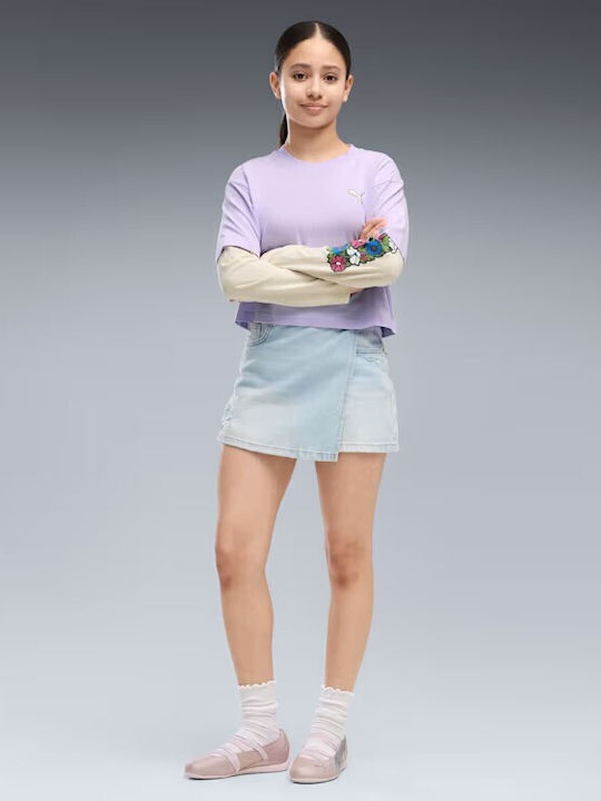 PUMA Kids Long-Sleeved Crop Top Purple Mid 90s
