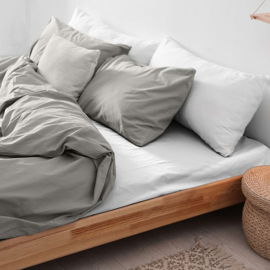 Darymex Σεντόνι King Size Φανελένιο με Λάστιχο 200x220εκ. Λευκό