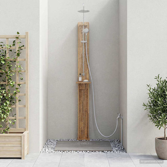 vidaXL Pool Shower from Natural Wood 257x51x24cm White