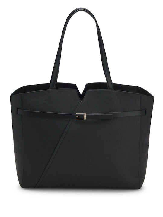 Revers Geantă Dama Din Piele Tote De Mână Neagră