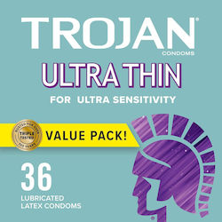 Trojan Prezervative 36 buc 56 mm Subțiri pentru senzație naturală Natural