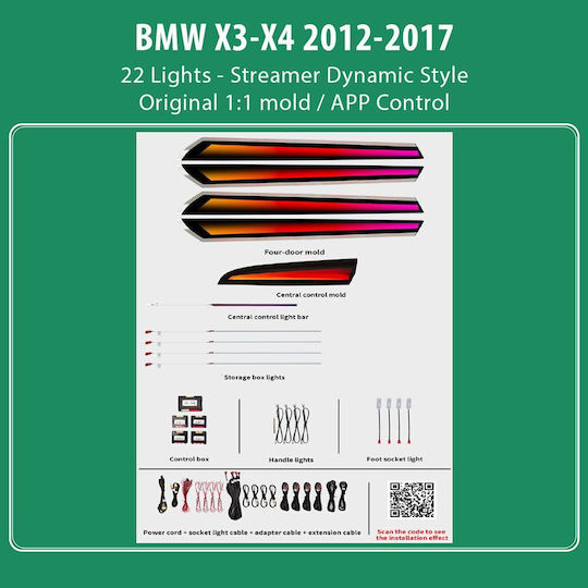 Diq Ambient Bmw X3 X4 Bm02d Dyn Digital Iq Ambient Light Bmw X3 F25 X4 F26 Mod 2012-2017 22 Lights Streamer Dynamic