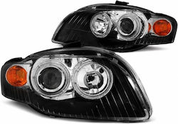 Предни Фарове Комплект Audi A4 B7 04-08 Ангелски Очи Черни H7/h7 Depo Audi Dero