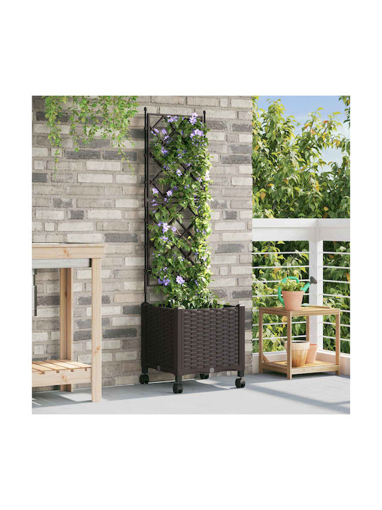 vidaXL Пластмасова Кафява Саксия За Цветя 40x40...