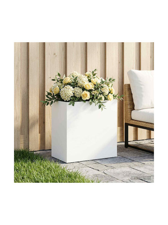 vidaXL Ghiveci De Flori Metalic Alb 50x30x50cm