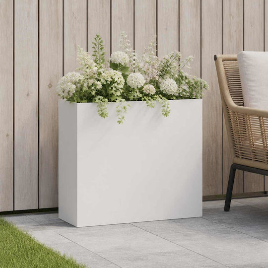 vidaXL Ghiveci De Flori Metalic Alb 50x20x40cm