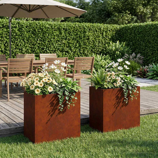 vidaXL Set of 2 Metallic Rusty Flower Pots 30cm