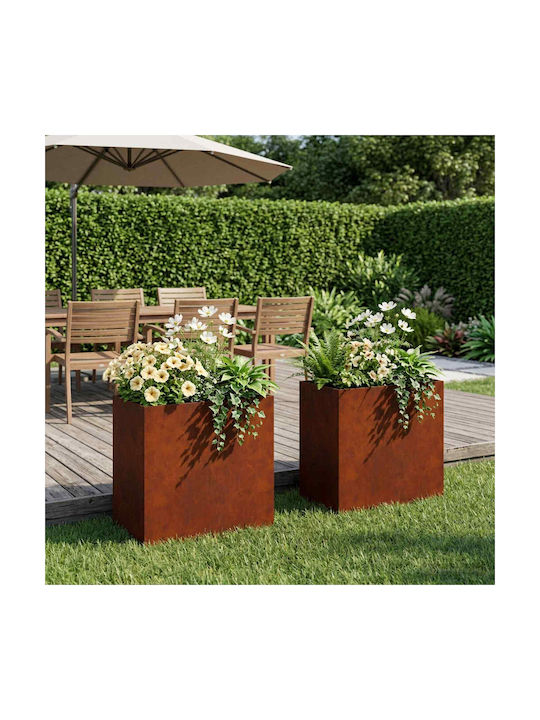 vidaXL Set 2 Metallische Pflanzgefäße Rusty 50x...
