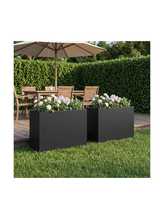 vidaXL Set of 2 Metallic Flower Pots Black 50x20x40cm