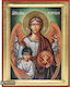 Guardian Angel Icon Traditional Silk Screen Printing Wood Handmade Background 18k Gold Leaf 25 X 33 Cm 9.8 X 13.0 In