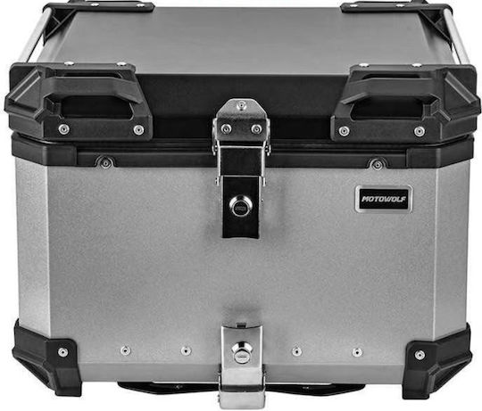 Motowolf Mb15 Motorrad-Topcase Aluminium 45l Wasserdicht Silber