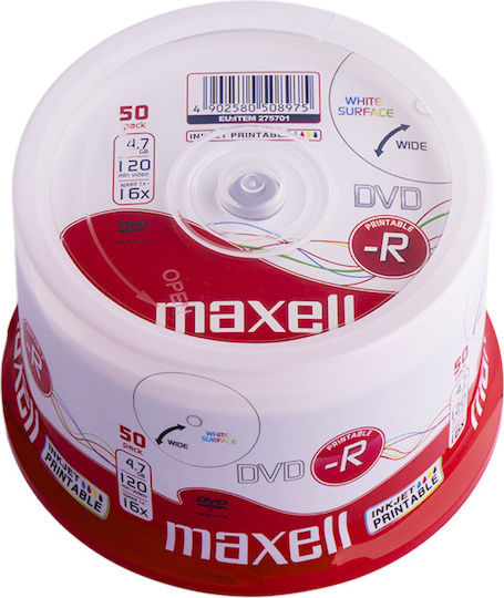 Maxell Recordable DVD-R 16x 4.7GB Cake Box 1pc